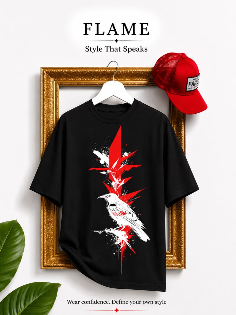 "Shadow Raven" Oversized Black T-Shirt